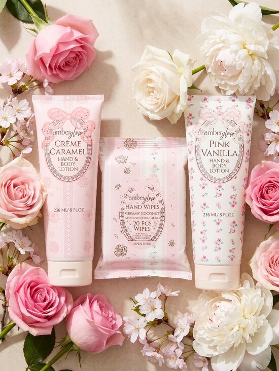 Amberglow Other - 2 Luxurious 8oz Amberglow Hand & Body Lotions & 20pk Hand Wipes NWT